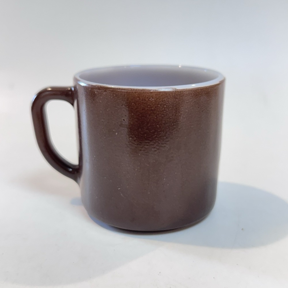 Vintage Federal Glass Dark Brown Milk Glass Coffee Tea Mug Cup D Handle